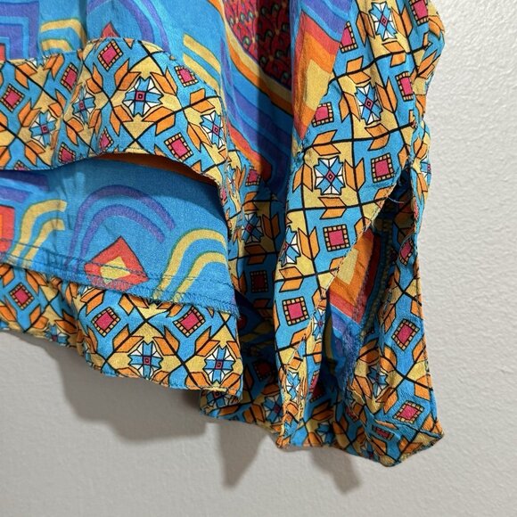 Tolani Blouse Silk Top Women Size S Boho Hippie Gypsy Vibrant Abstract Comfy Art - Picture 12 of 12